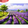 HUACAN 5D Full Square Round Diamond Painting Flower Diamond Embroidery Lavender Rhinestones Pictures Crafts Kit
