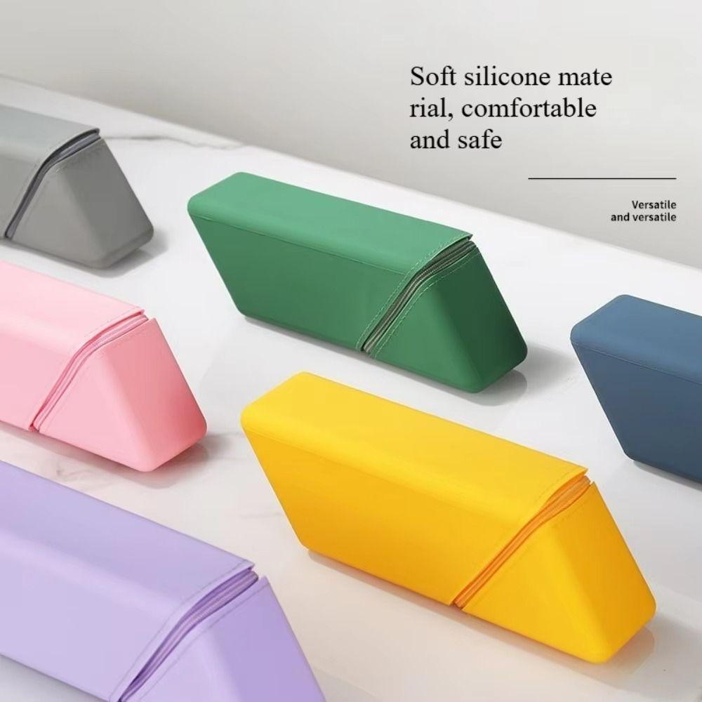 Vertical Silicone Pencil Case Stable Standing Pencil Bag Stationery Organizer Student Children