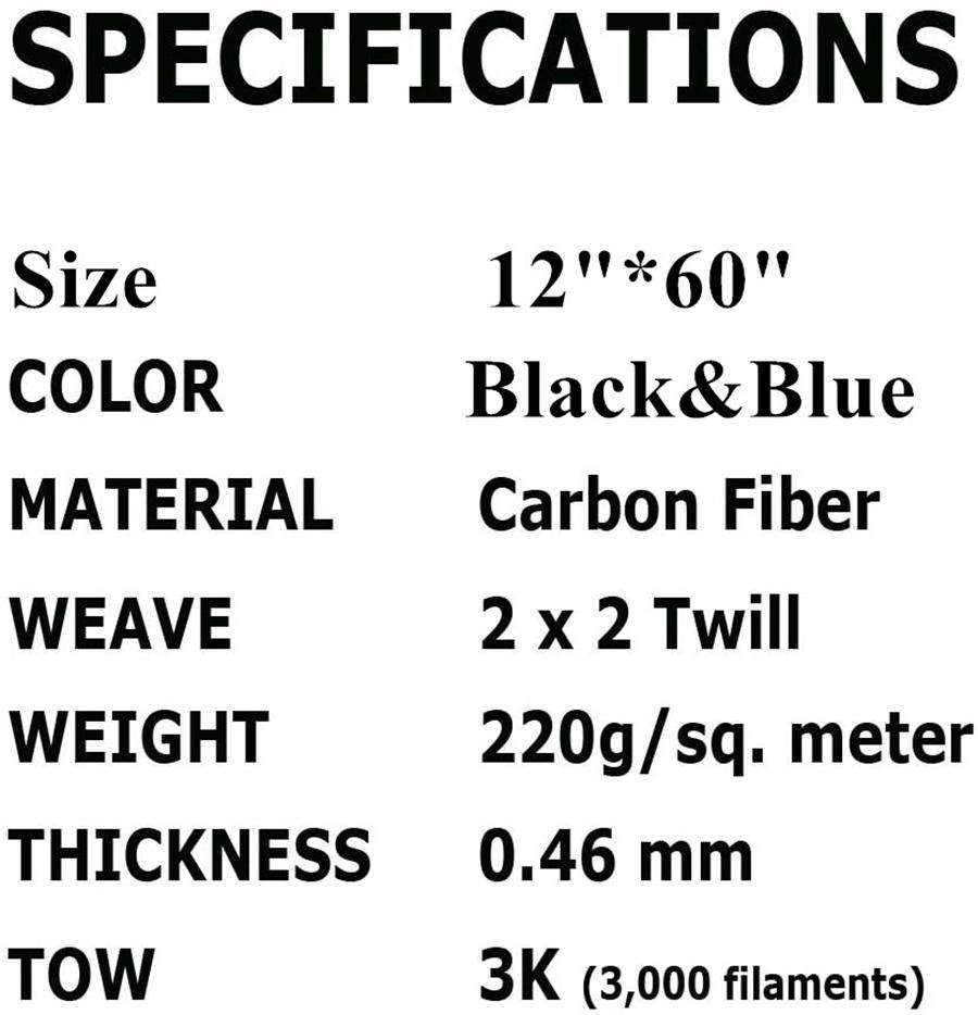 Ткань 100% Настоящее Углеродное Волокно 12"× 60" 3K 220 г/м² Твил 2x2 Плетение Сотовая Гибридная Ткань Углерод/Кевлар Синий&Черный