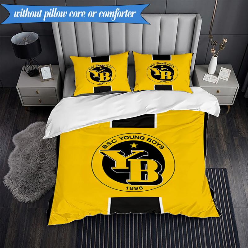 3PCS BSC Football Yellow And Black Unity Bedding Set 2D Printing (Includes 1 Duvet Cover + 2 Pillowcases Coreless), Bedroom decor,Fan gift