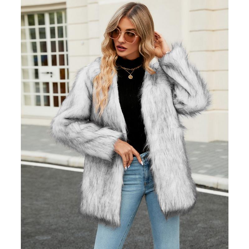 Осенне-зимняя женская куртка из искусственного меха с V-образным вырезом, теплая модная повседневная короткая верхняя часть, пальто большого размера из искусственного меха