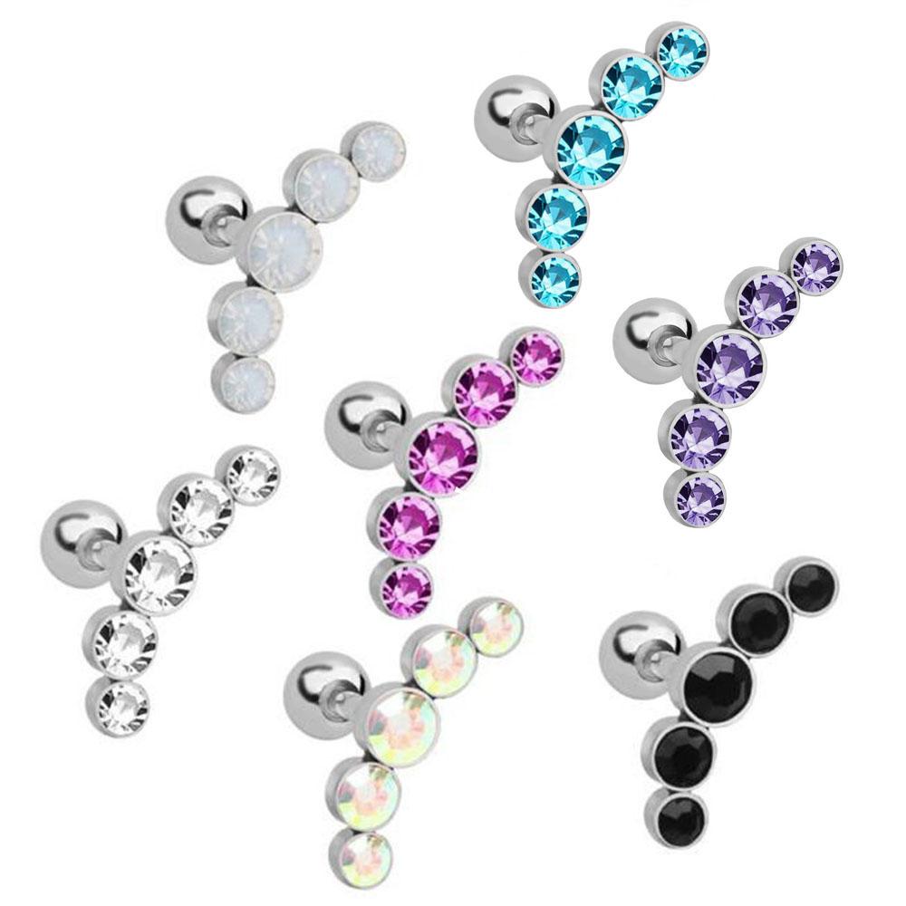 Punk Rock 16G Stainless Steel Bar Cartilage Helix Tragus Body Jewelry Stud Earrings Ear Piercing