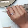 WOSTU Женские открытые кольца из стерлингового серебра 925 пробы с розовыми бабочками, блестящее прозрачное регулируемое кольцо с цирконием, семейные украшения для дня рождения, вечеринки
