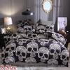 Текстильный комплект Пододеяльник 3D-череп с принтом Комплекты постельного белья Одиночный двойной Полный Queen King AU EU US Размер Черный пододеяльник с наволочкой без простыни