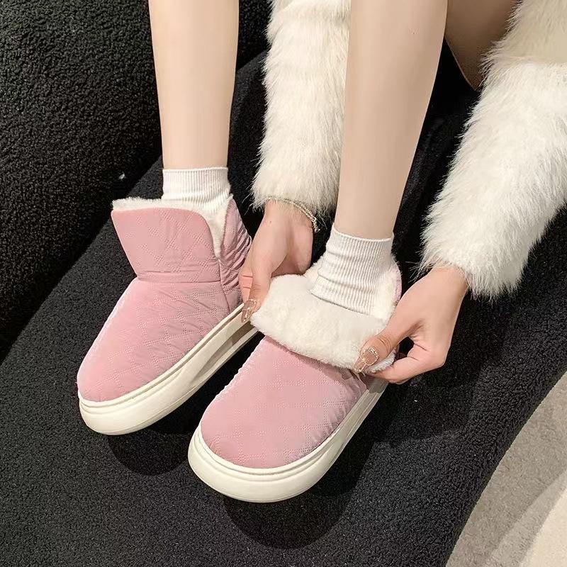 Winter Thickened Cotton Uppers and Bread Shoes Warm Cotton Boots Plus Down New Snow Boots for Women Medium and Short Tube