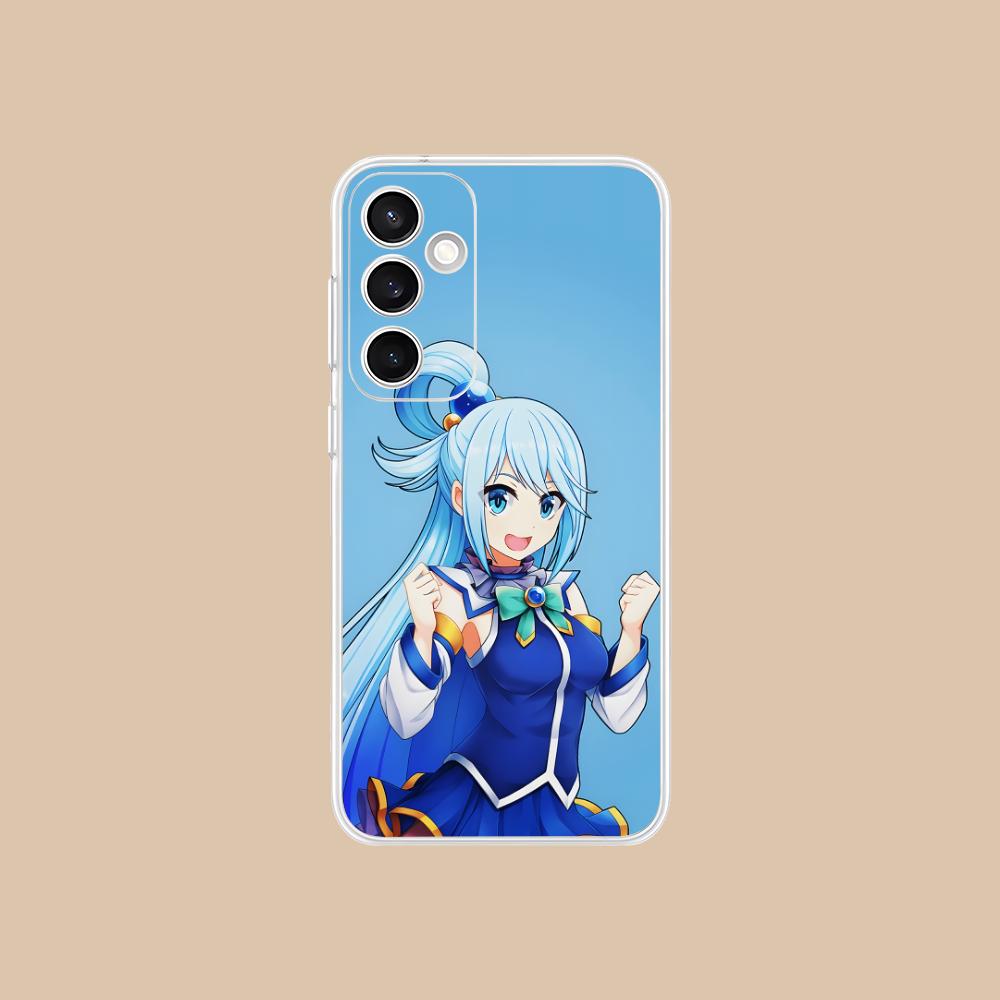 Чехол для мобильного телефона Konosuba Aqua для Samsung Galaxy S25 S24 S23 S22 S21Plus FE Ultra Прозрачный Цветной Защитный Смартфон Красивый