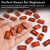 Crocon Mothers Day Gift Red Jasper Rectangle Shape Gemstone Runes with Elder Futhark Alphabet Engraved 25 Pcs Rune Set | Size : 20-25mm