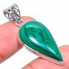 Natural Malachite Gemstone Handmade 925 Solid Sterling Silver Pendant 1.77" Z6h81