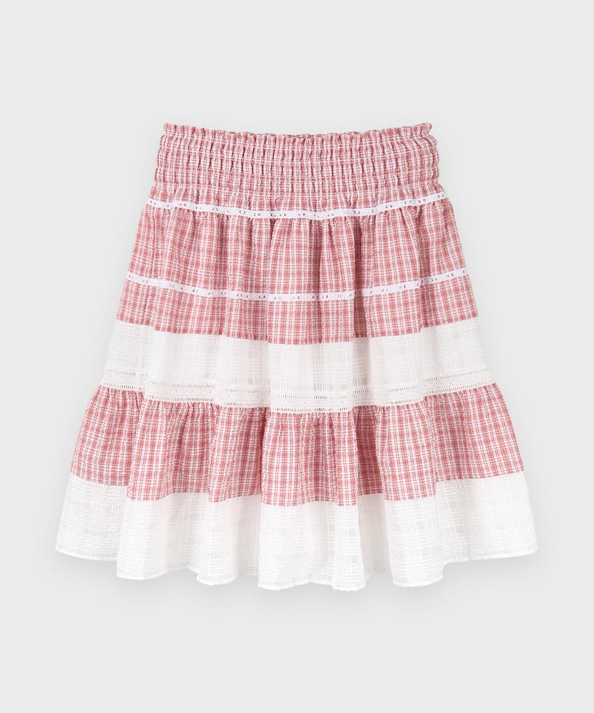 SINOON Юбка-клеш с color block и smocking (красный)