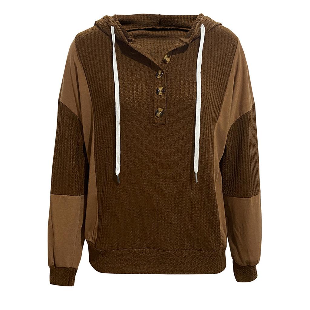 Женская однотонная рубашка с капюшоном и длинными рукавами на пуговицах