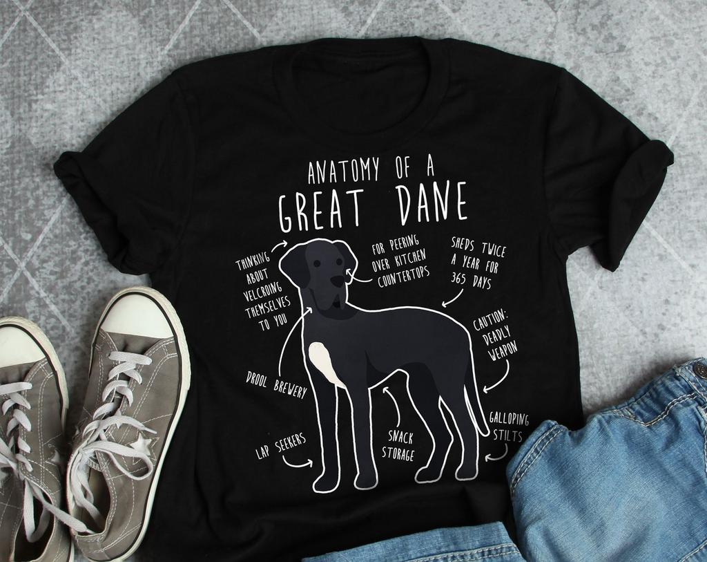Black Great Dane Shirt, , , Funny Dog Lover Gift, Cute Great Dane T-shirt, Great Dane Mom, Dog Dad Tshirt, Pet Tee, Dog Anatomy