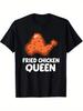 Fried Chicken Queen Graphic T Shirt Black Casual Daily Wear Short Sleeve Tee Shirt Womens Fashion Funny Food Print Tshir