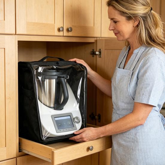 Сумка для хранения Thermomix TM7 Защитный чехол Тонкий дизайн с ручкой и сетчатыми карманами Органайзер для кухонных аксессуаров