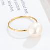 Кольцо с натуральным барочным жемчугом Женское простое кольцо высокого класса Титановая сталь с покрытием Высокая цветостойкость Ювелирные изделия