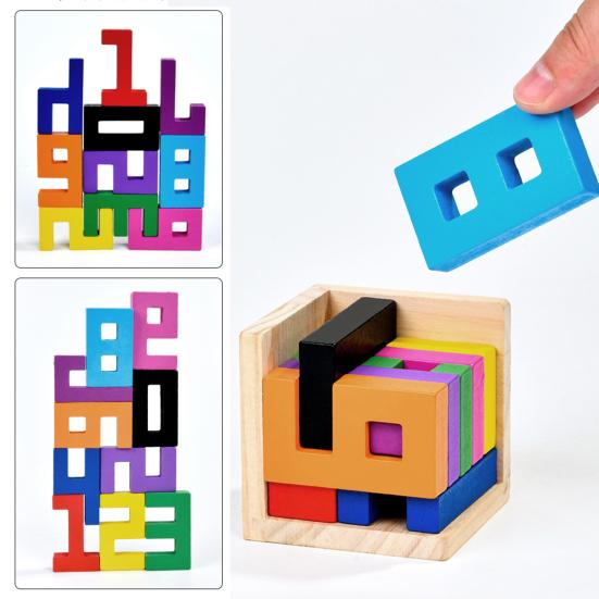 1 набор деревянных кубиков-головоломок с цифрами, обучающая игра-головоломка с цифровыми блоками для малышей, мальчиков и девочек, обучающая математике, строительный блок, игрушка-головоломка