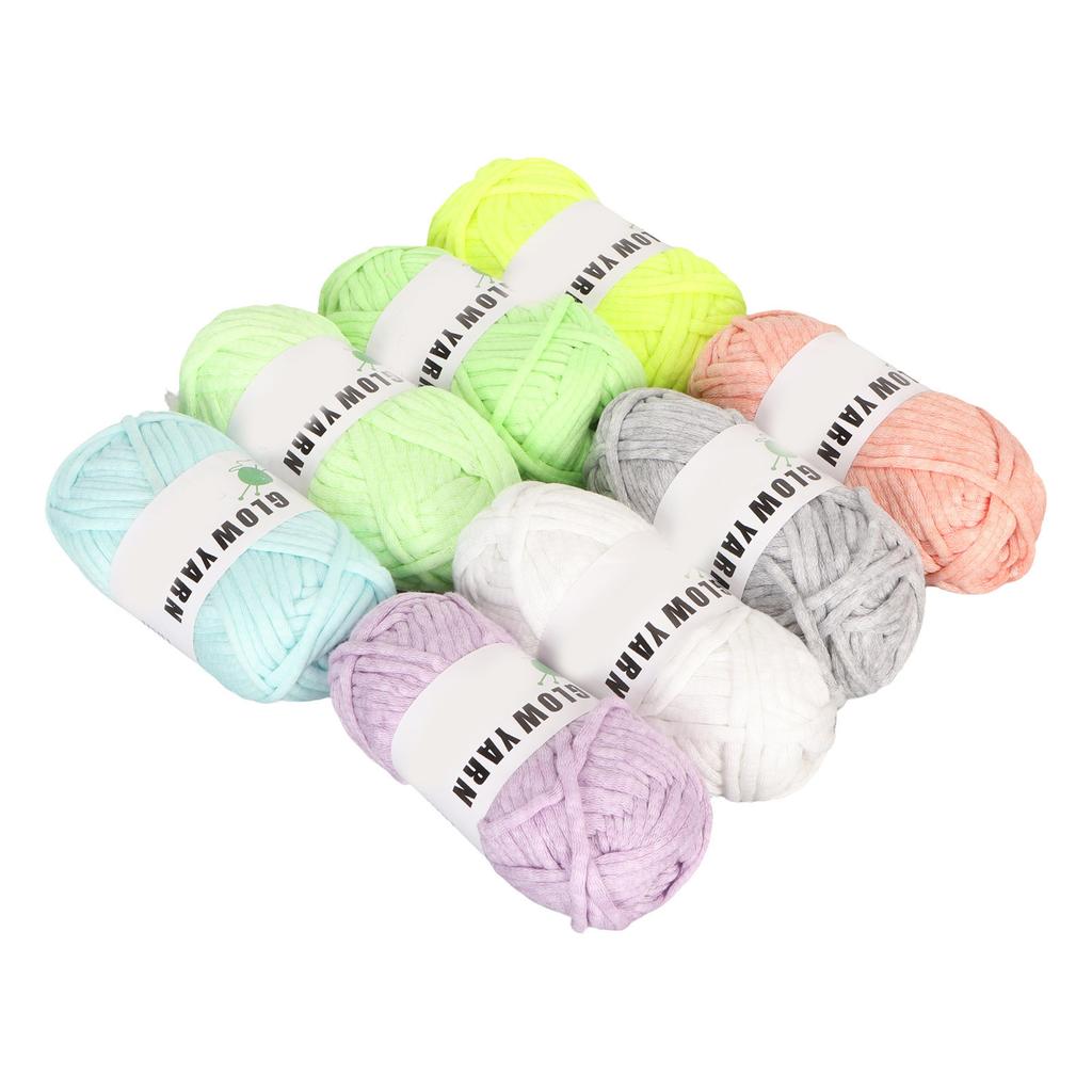 8 Rolls Luminous Yarn DIY Hand Knitted Glow In The Dark Luminous Crochet Yarn for DIY Arts Crafts