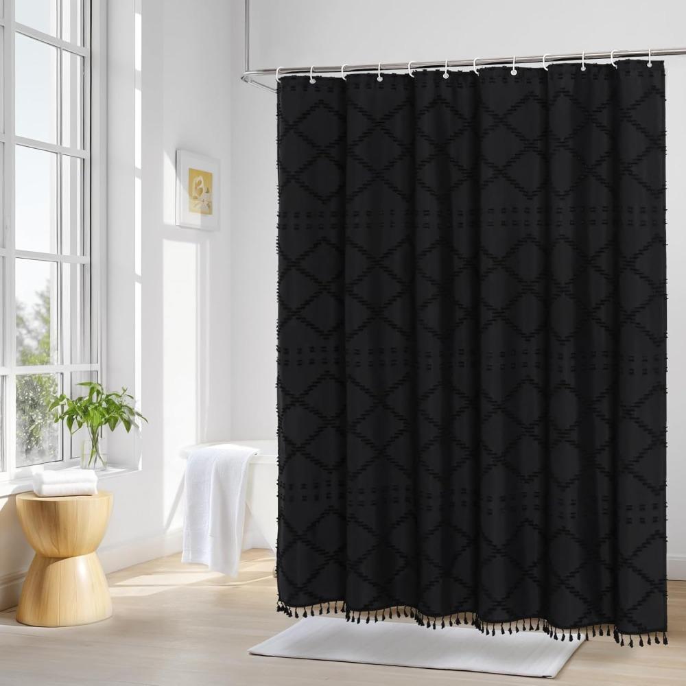 Tassels Bath Curtain Waterproof Bathing Cover Minimalist Shower Drape  Bathroom