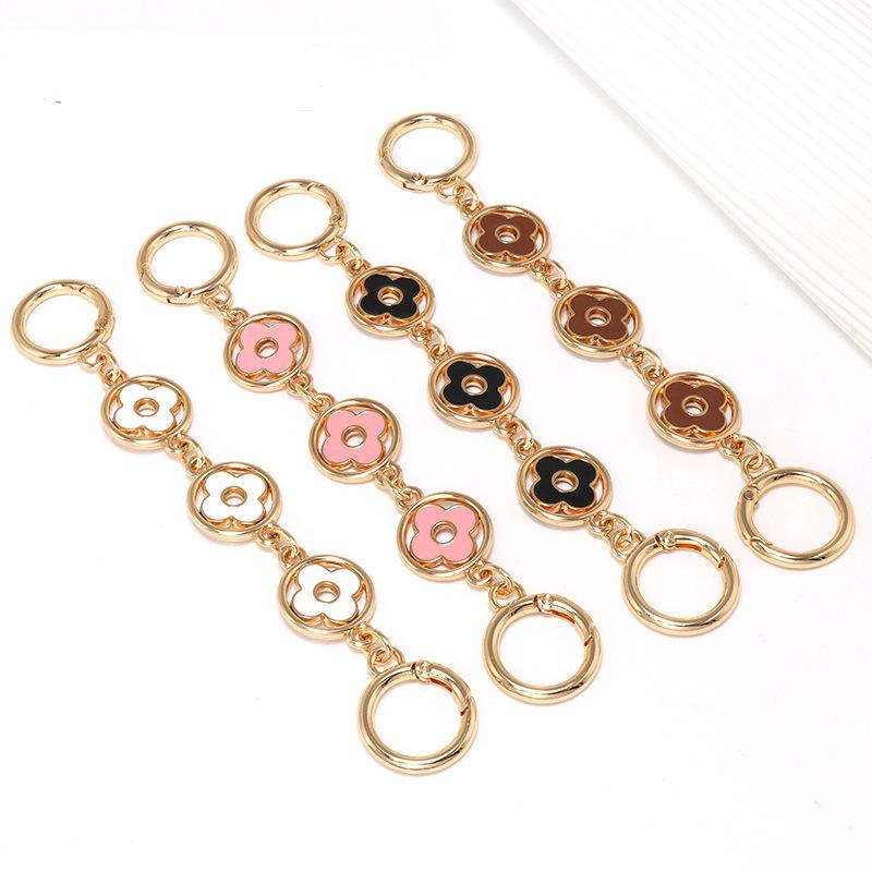 Съемный ремешок-цепочка для сумки 'Клевер на удачу' - Универсальный декоративный металлический аксессуар для сумки через плечо и рюкзака