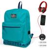 Рюкзак бирюзового цвета с вышитым логотипом, четырьмя отделениями и выходом для наушников с USB-зарядкой 24110