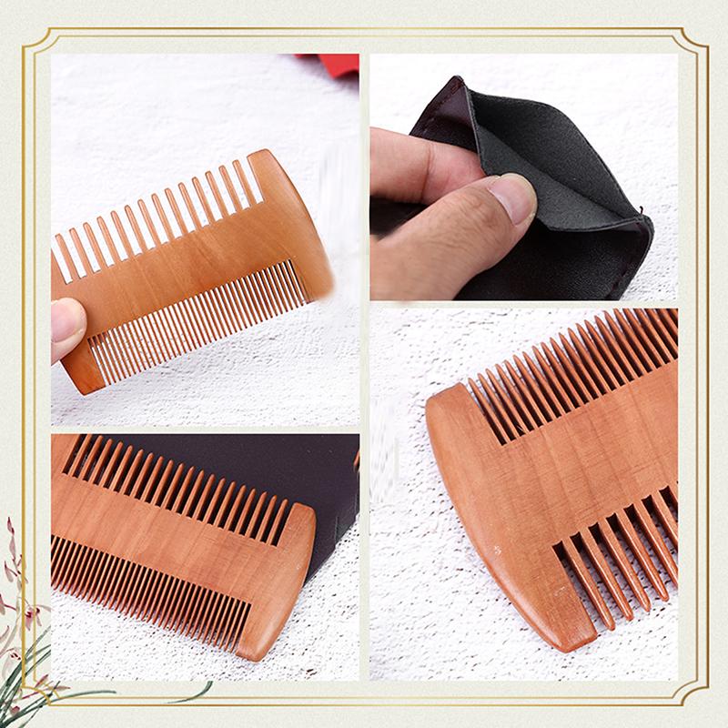 Natural Wood Hair Brush Beard Comb Anti-Static Double-Sided Mustache Pocket Comb Brushing Hair Care Tools For Men Gift