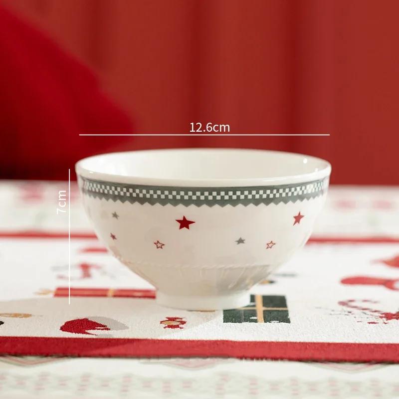 Exquisite Christmas Ceramic Plates Home Fruits Dessert Plate Delicious Dishes Salad Dining Plate Cute Rice Bowls
