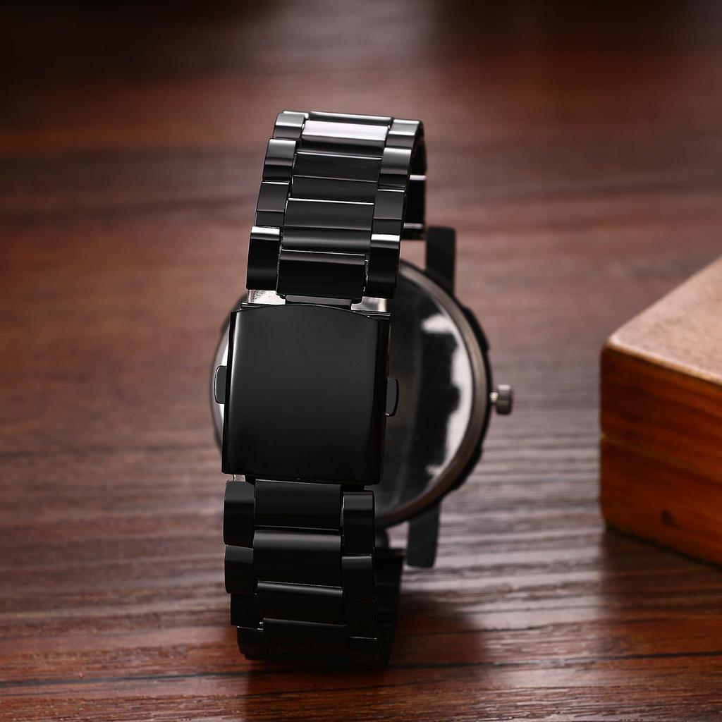 Skeleton Watch Bracelet Set of Rock Punk Leather Strap Stainless Steel Watch Waterproof Analog Quartz Skull Gothic Accessory Birthday Christmas Day