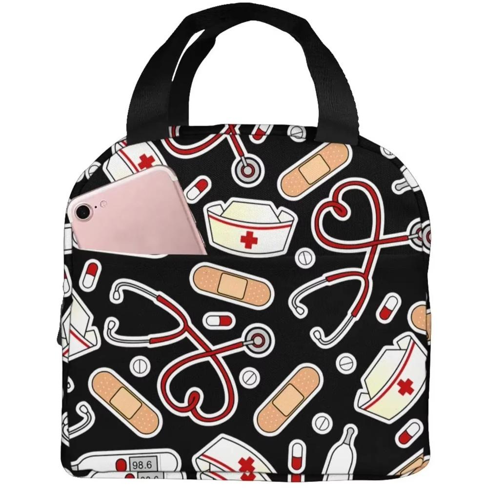Сумка для ланча в стиле медсестры для женщин, изолированная сумка-тоут, многоразовый ланч-бокс-холодильник для работы, пикника, путешествий