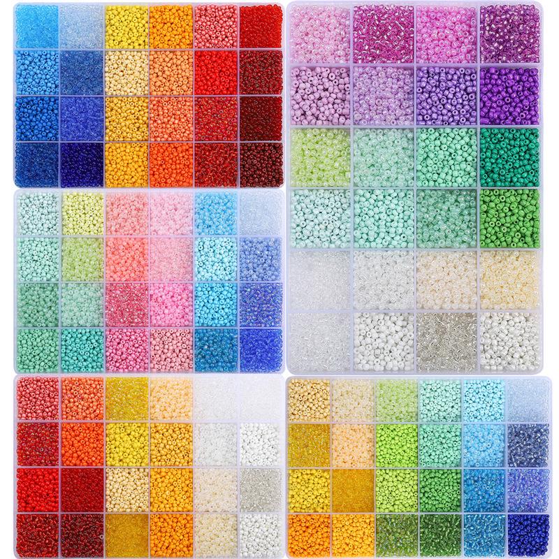 24 Grid Millet Beads Set Box 3 Color Collision System Glass Rice Beads Handmade Diy Making Beads Bracelet Necklace Jewelry Accessories Lovely Colour