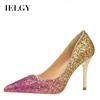 IELGY Женские модные туфли на высоком каблуке с острым носком и градиентом, блестками, сексуальные одиночные туфли для ночного клуба