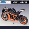1/10 Scale Welly KTM 1190 RC8 R Alloy Motorcycle Model Diecasts Metal Toy Vehicles Motorcycle Model High Simulation Collection Childrens Gifts