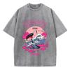 Vintage Womens Acid Wash T-Shirts Tokyo Harajuku Printing Tees Crewneck Cotton Oversized Short Sleeve Female Clothes