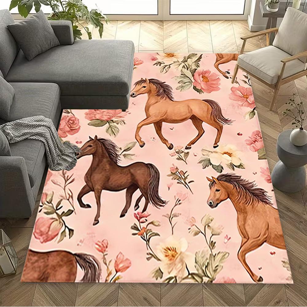 1pc Home Carpet with floral design rug non slip for office decor and bedroom gift ideas