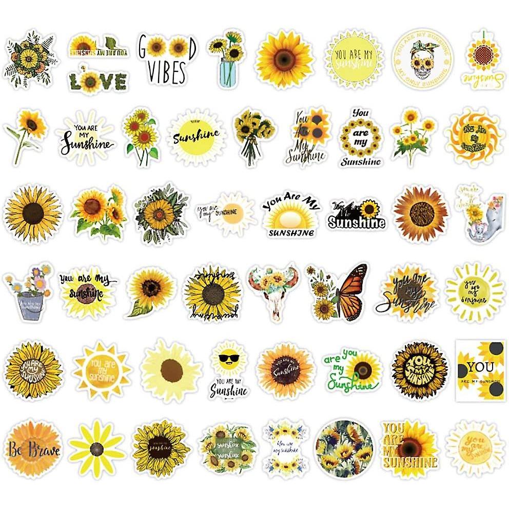 Sunflower Stickers|50-Pack | Cute,Waterproof,Aesthetic,Trendy Stickers for Teens,Girls,Perfect for Laptop,Hydro Flask,Phone,Skateboard,Travel| Extra D