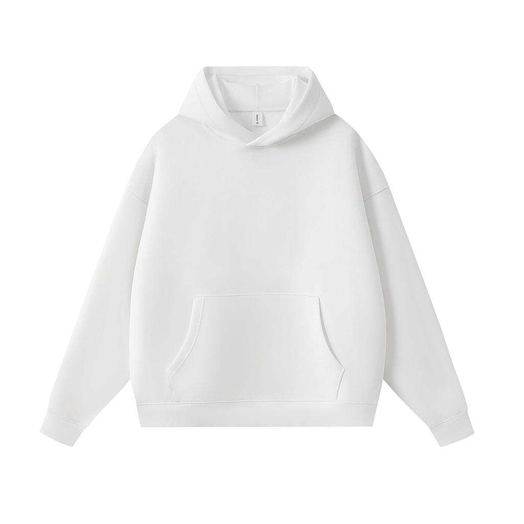 400g Heavyweight Five-Thread Liquid Cotton Solid Color Pullover Hoodie with Loose Drop Shoulders