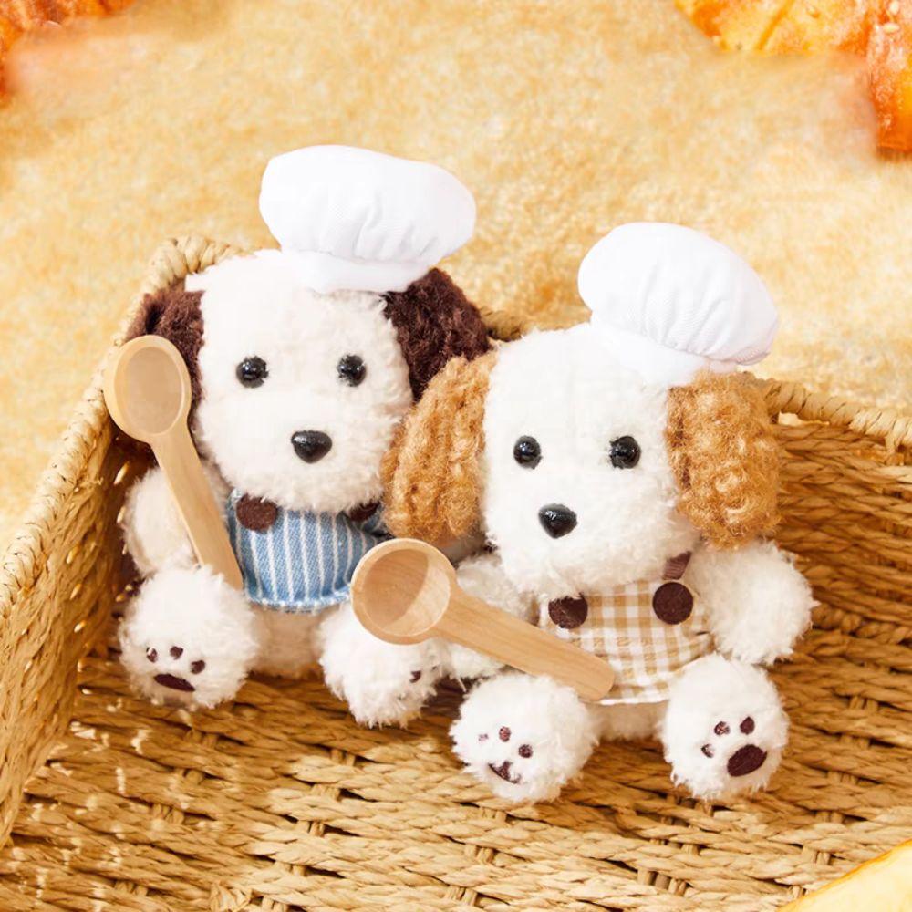 Soft Chef Style Dog Plush Keyrings Girl Heart Stuffed Animals Backpack Keyrings  Hanging Accessory
