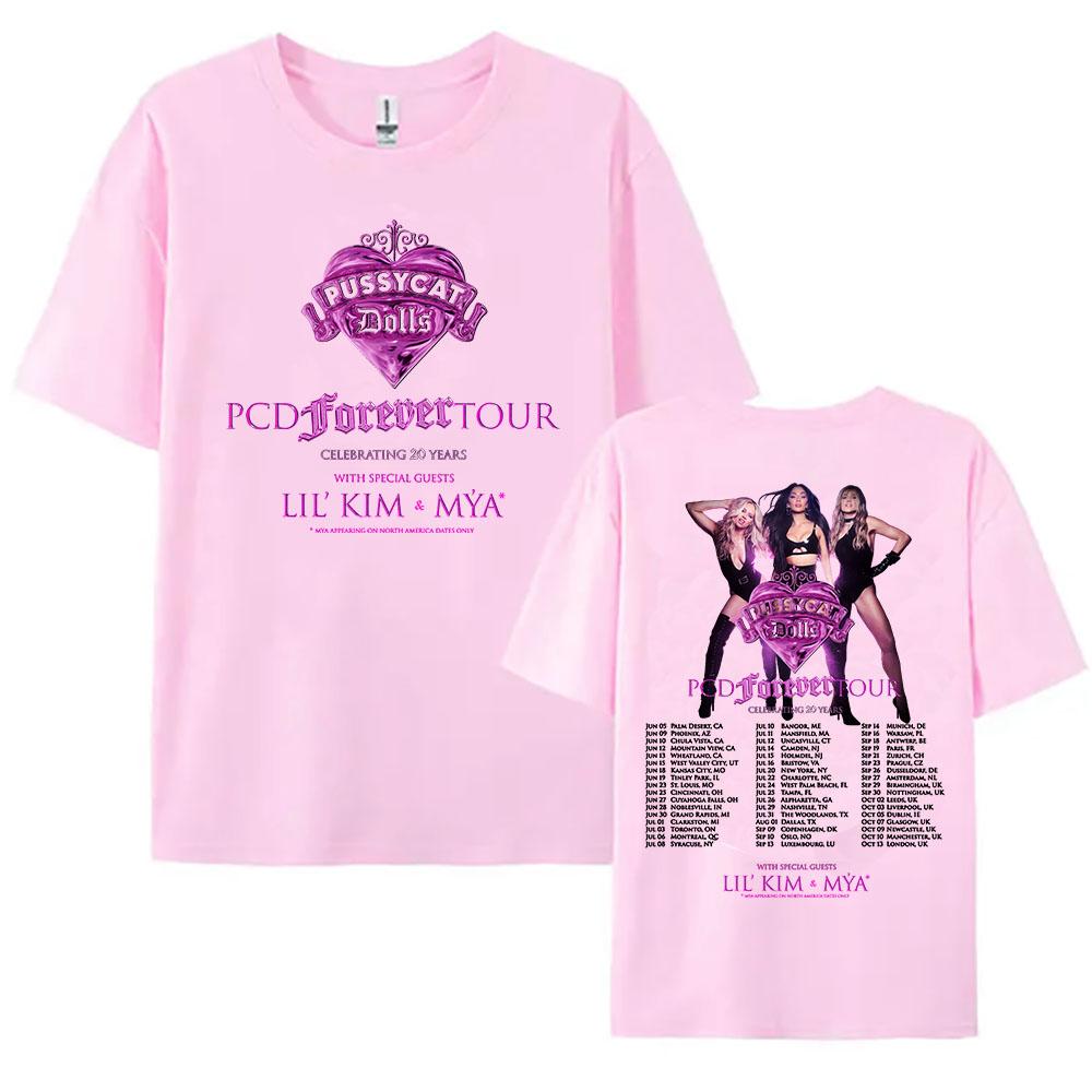 PCD FOREVER Тур В честь 20-летия Футболка Дизайн The Pussycat Dolls Печать Футболки С коротким рукавом Хлопок Женские Футболки