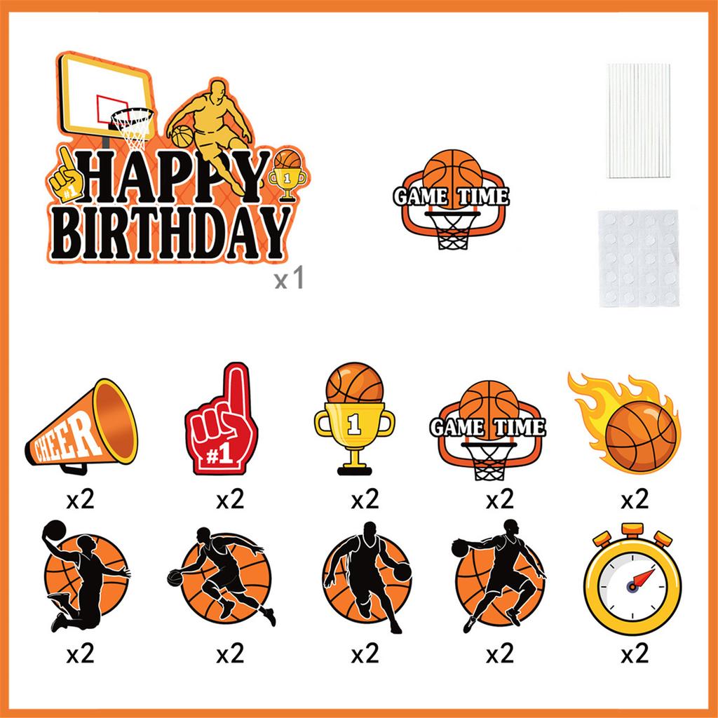 Basketball Theme Party Decorations With Banners Balloons And Cake Toppers For Sports Celebration And Kids Birthday Event