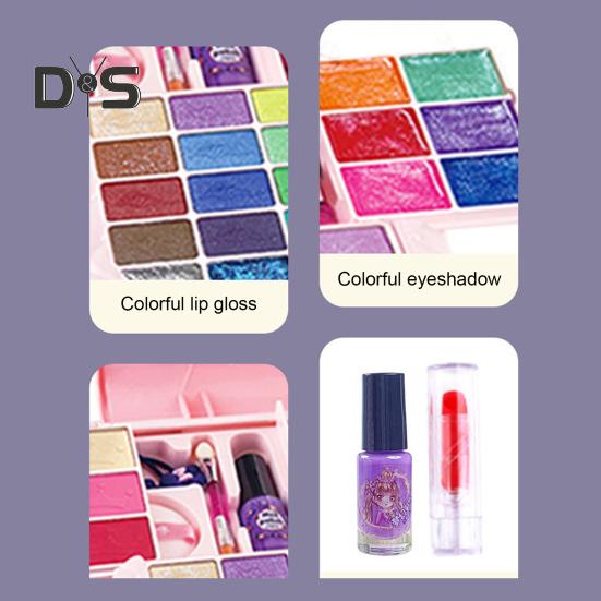 Kids Makeup Kit Washable Real Cosmetic Set Parent-child Makeup Set Princess Dress Up Kit for Christmas Birthday Girls 7-14 Years Old