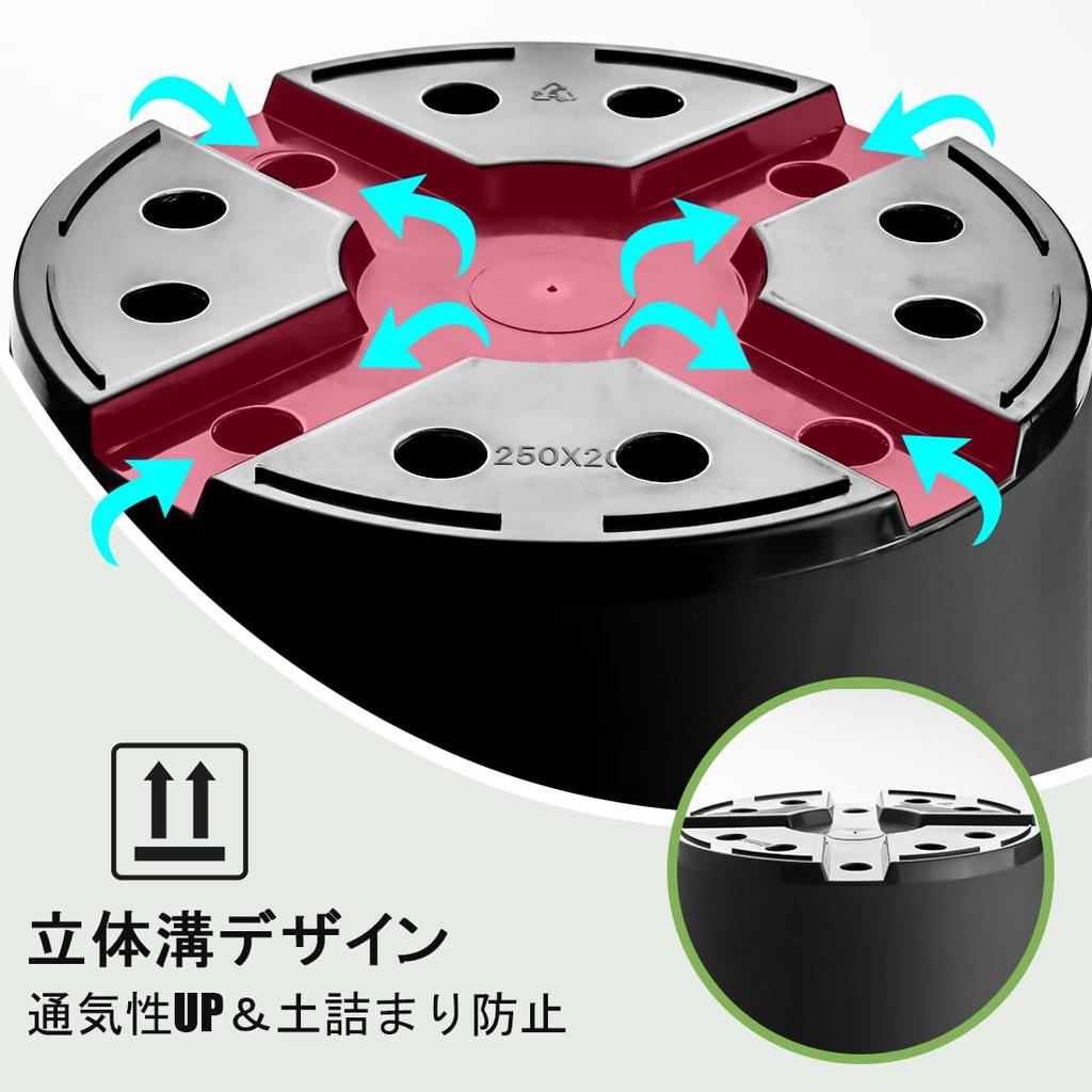 Большой пластиковый садовый размер 25 см Легкий 2 мм Цветок Насыщенно-розовый Диаметр 250 мм x 200 мм для балконного садоводства Кашпо, Набор из 5 штук, 8, Кашпо, Пересадка,