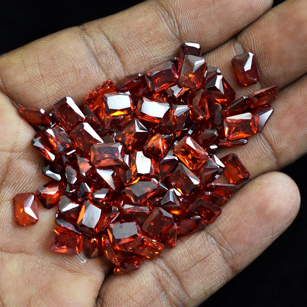 Natural Orange Sapphire Emerald Cut 2.4 Ct 7x5 mm Certified Quality Stone Lot nsc-264