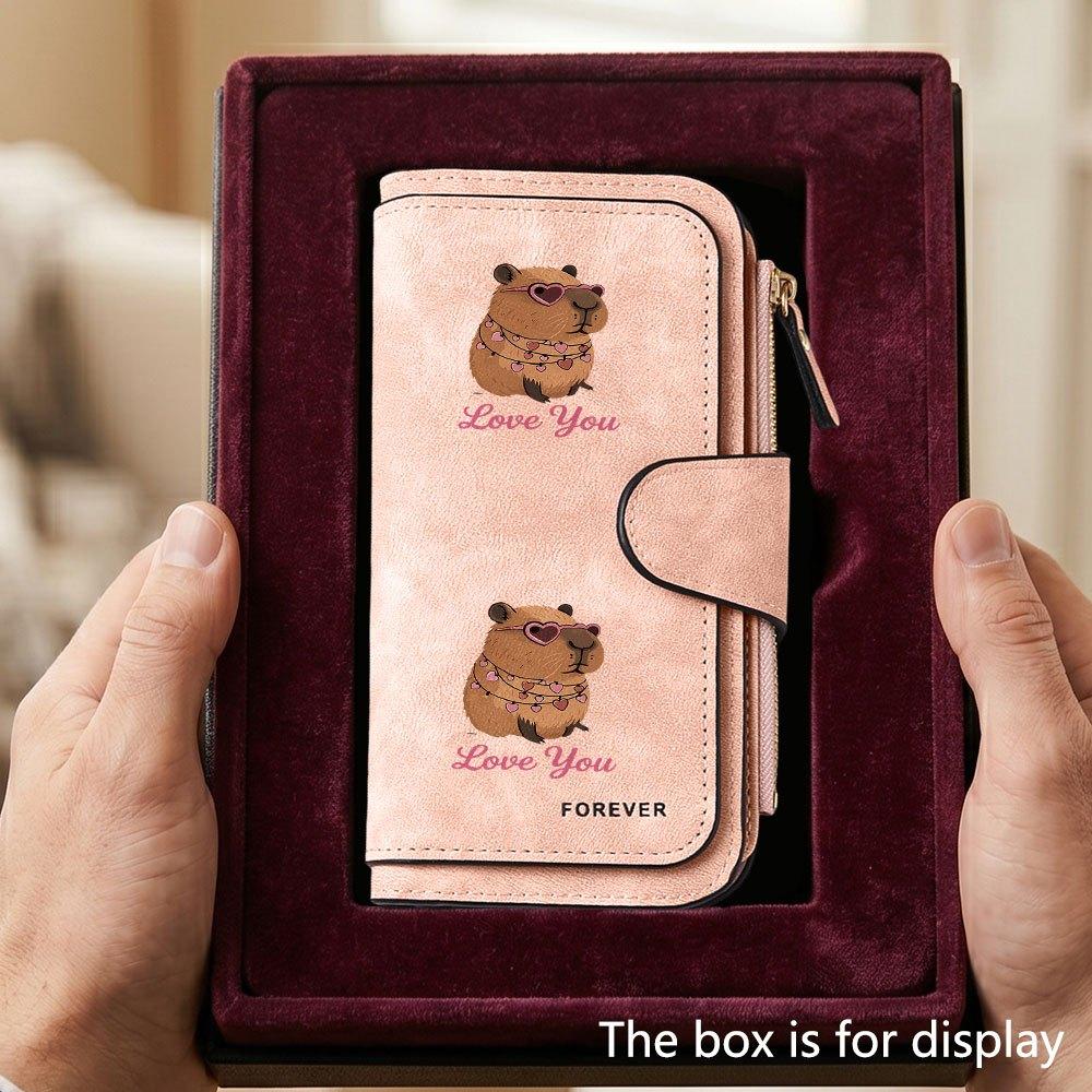LoveYou Capybara Men's Large Capacity Wallet with Business Card Slot and Cash Pocket, Suitable for Formal Occasions and Office Use, Ideal Gift for