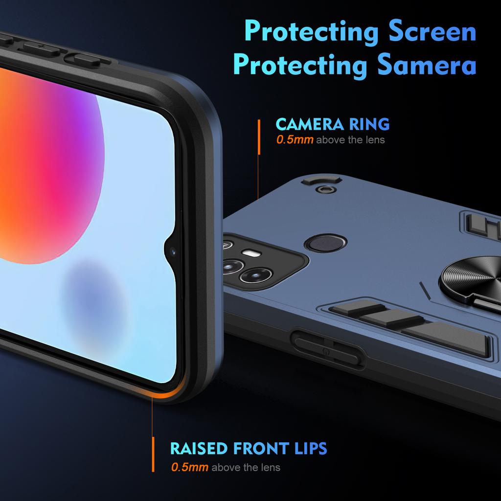 For ZTE Blade A52 Case PC+TPU Armor Phone Cover with Car Mount Kickstand