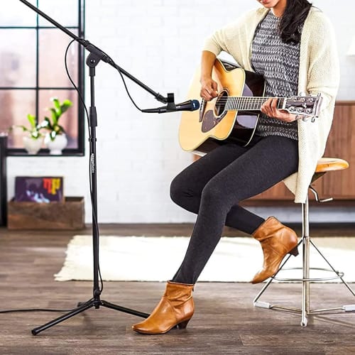 JIMIGUGU Clip-on Microphone Holder with 3/8 To 5/8 Screw Adapter for Easy Installation, Set of 2