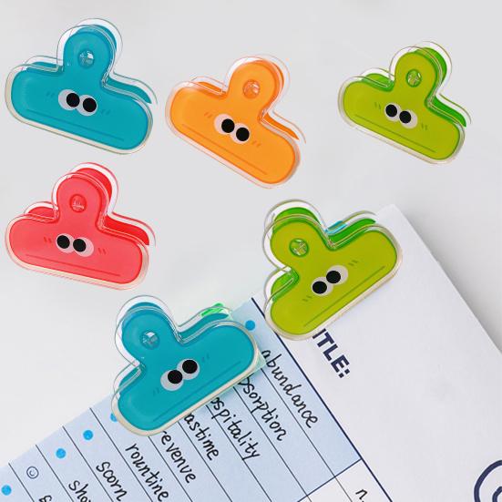 Симпатичные акриловые зажимы для пакетов с большими глазами, многоразовые зажимы для пакетов с закусками, прочные пластиковые зажимы для организации бумаги и документов в офисе, школе и дома.