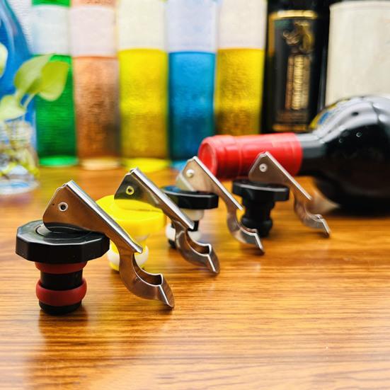 Wine Bottle Stopper Leak-proof Wine Stopper Push-type Design Silicone Wine Bottle Sealer for Home Kitchen