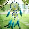 1pc LZDC65 Blue Dream Catcher Circular With Feather Wall Hanging Decoration Gift