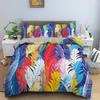 Colorful Feathers Pattern Cozy Bedding Set Single Twin Double Queen King Cal King Size Bed Linen Set