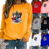 Spring and Autumn Women's Christmas Theme Printed Sweater Thickened Round Neck Long Sleeve Casual Sweatshirt Plus Size Top