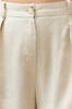 Women's Fashion Beige Ribbed Wide Leg Wide Leg Cotton Linen Woven Trousers