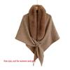 Faux Fox Fur Knit Shawl Warm Triangle Scarf Elegant Faux Fur Collar Wrap  Outdoor